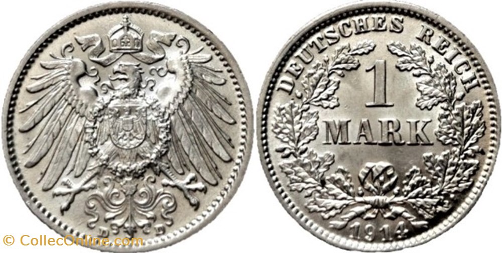 Wilhelm II - 1 Mark 1914 Munich, German Empire monnaies monde allemagne wilhelm ii 1 mark 1914 munich german empire