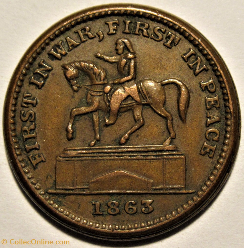 Civil War 1863 - Equestrian Statue of Washington Token - New York, NY 2 monnaies jetons mereaux civil war 1863 equestrian statue of washington token new york ny