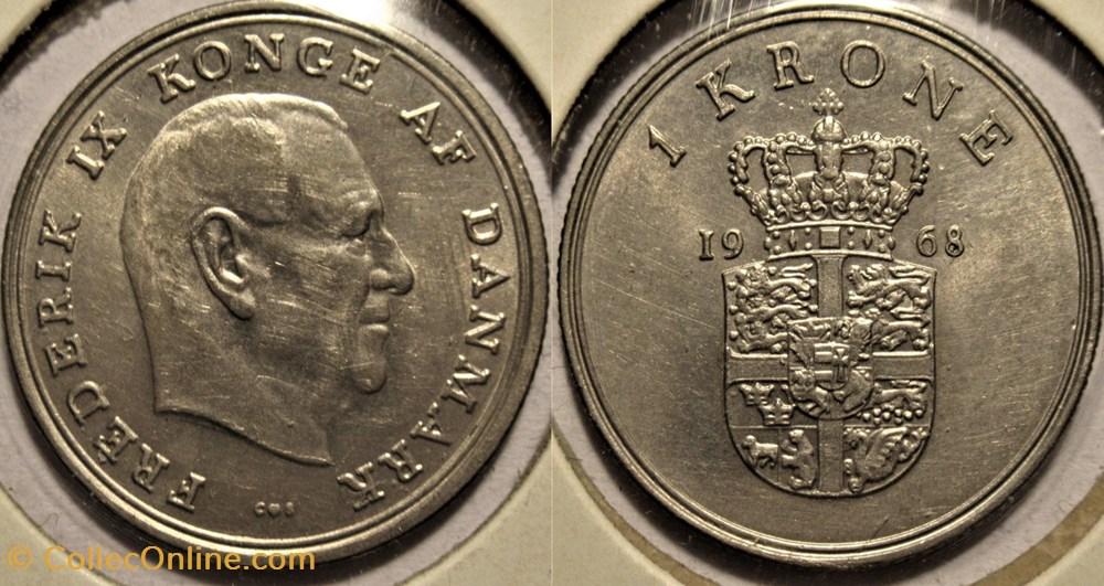 Frederik IX Denmark - 1 Krone 1968 monnaies monde danemark frederik ix denmark 1 krone 1968