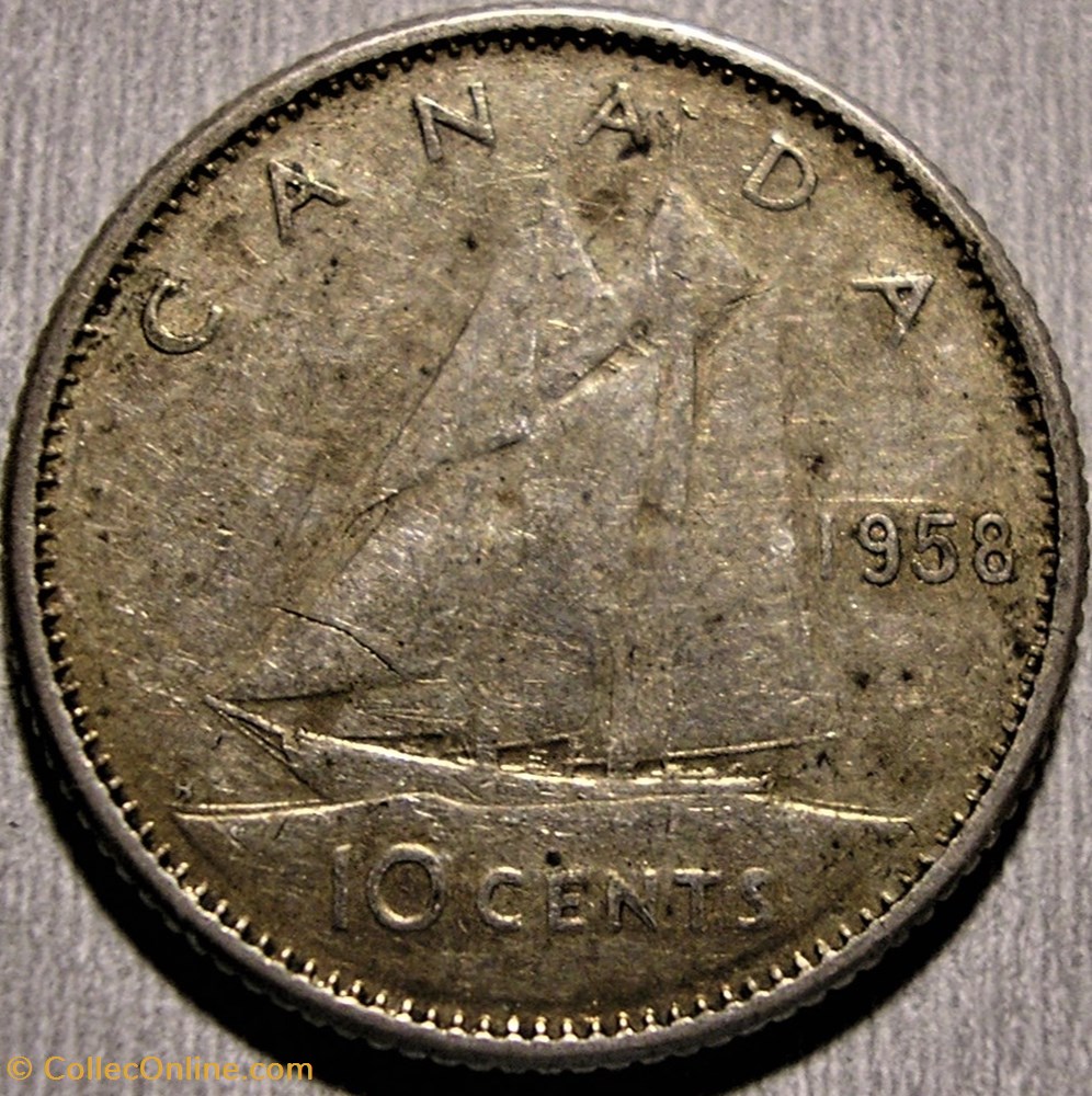 Elizabeth II - 10 Cents 1958 monnaie monde canadum elizabeth ii 10 cents 1958