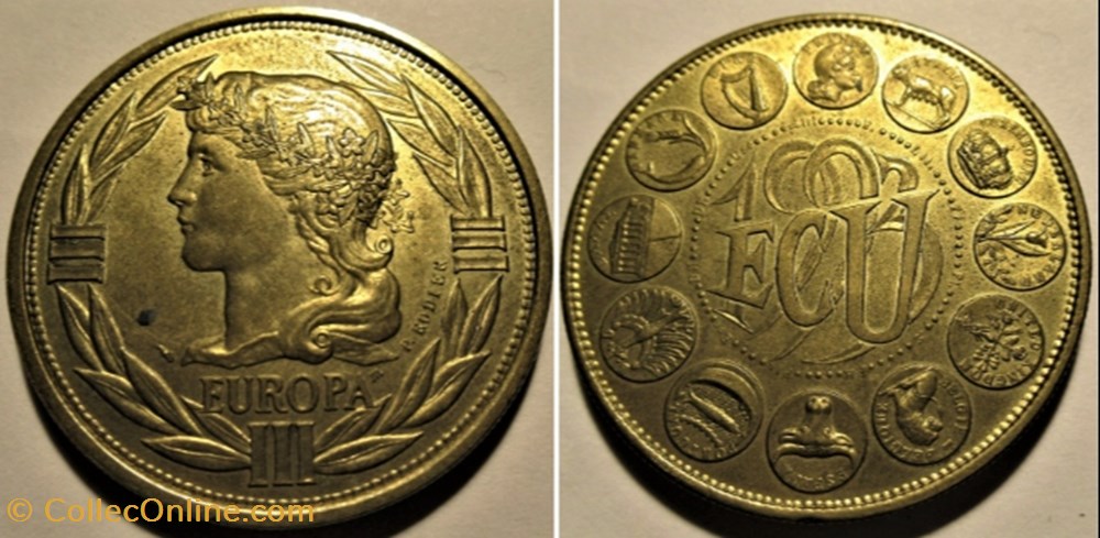 Europa - 1 Écu 12 Pays 1993 monnaies jetons mereaux europa 1 ecu 12 pays 1993