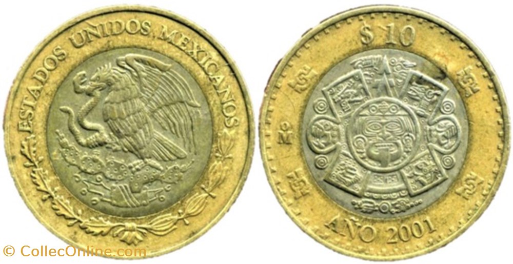 monnaies monde mexique mexico 2001 10 pesos turn of the millennium e u mexicanos
