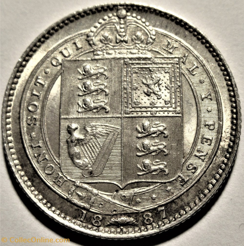 Victoria - Jubilee One Shilling 1887 - Kingdom of Great Britain (ex.3) 5 monnaies monde royaume uni victoria jubilee one shilling 1887 kingdom of great britain ex 3