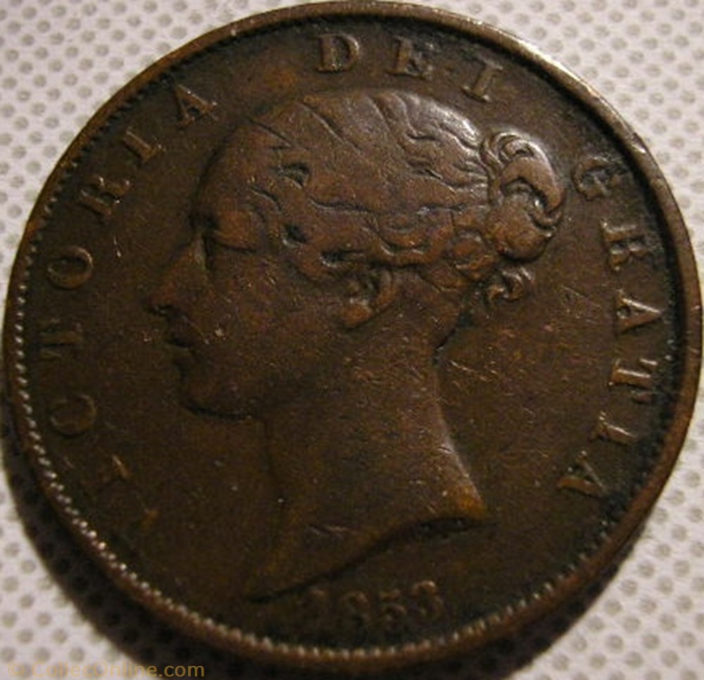 Victoria - HalfPenny 1853 - Kingdom of Great Britain (ex.3) monnaie monde royaume uni victoria halfpenny 1853 kingdom of great britain ex 3