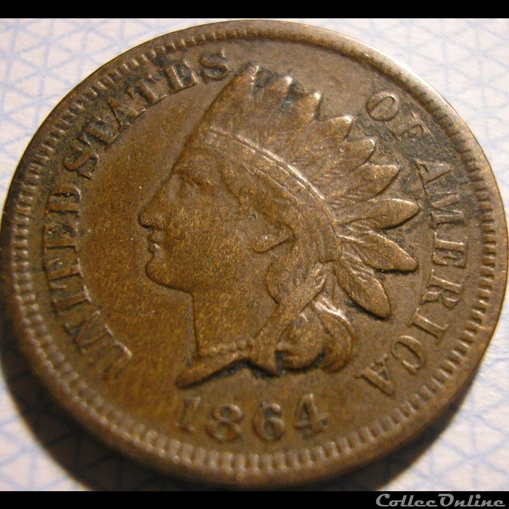 1864 One Cent (ex.3) 3 monnaies monde etats unis 1864 one cent ex 3