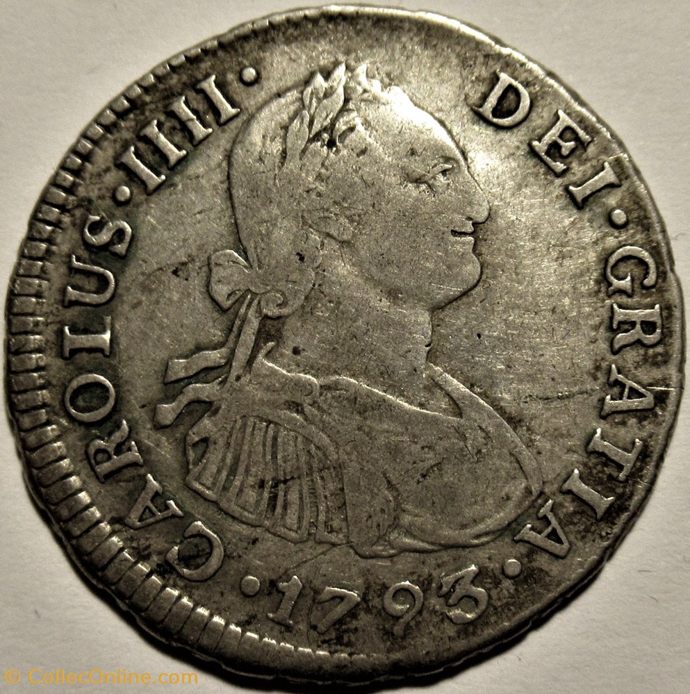 Peru - 2 Reales 1793 Lima - Carlos IV de España 2 monnaies monde perou peru 2 reales 1793 lima carlos iv de espana