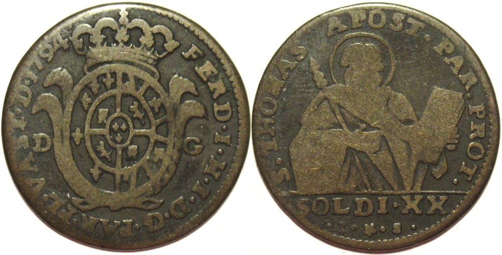1794 Duché de Parme, 20 Soldi - Ferdinando I monnaies monde italie 1794 duche de parme 20 soldi ferdinando i
