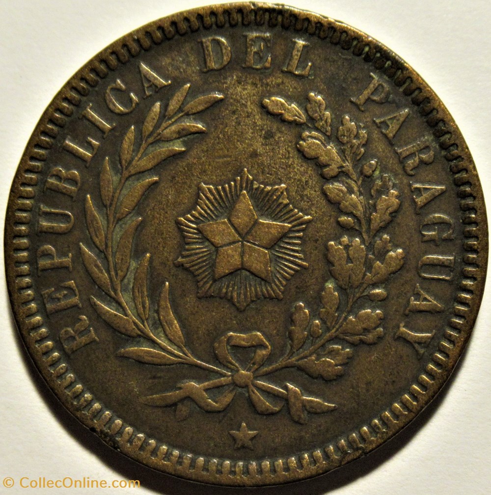 Paraguay - 2 Centésimos 1870 (ex.2) 2 monnaies monde uruguay paraguay 2 centesimos 1870 ex 2
