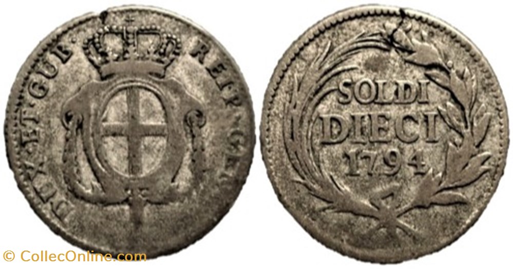 monnaies europe medievale republique de genes 1794 repubblica di genova 10 soldi