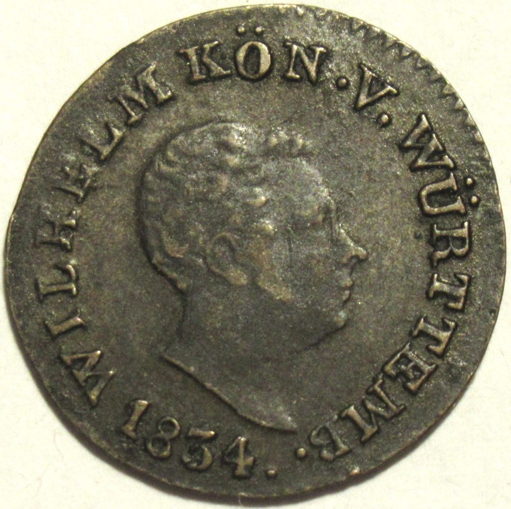 Wilhelm I - 1 Kreuzer 1834 - Kingdom of Württemberg monnaies europe medievale a saint empire romain germanique wilhelm i 1 kreuzer 1834 kingdom of wurttemberg