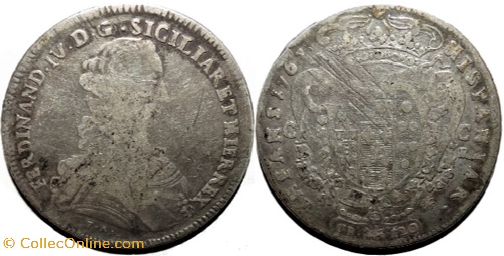 1767 Naples, 120 Grana - Ferdinando IV de Bourbon-Siciles monnaies europe medievale royaume 1767 naples 120 grana ferdinando iv de bourbon siciles