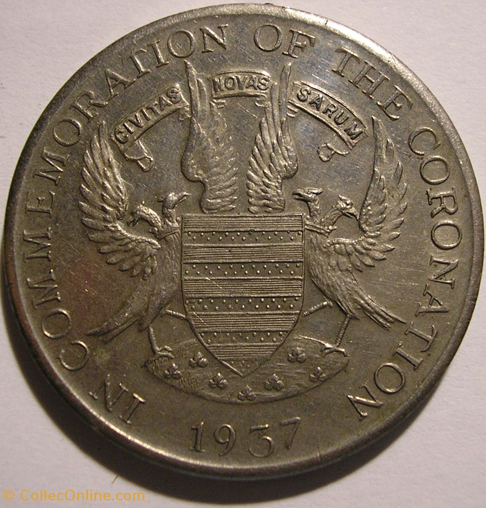 George VI & Elizabeth - 1937 Coronation - Salisbury Medal 2 medaille royaume uni george vi elizabeth 1937 coronation salisbury medal
