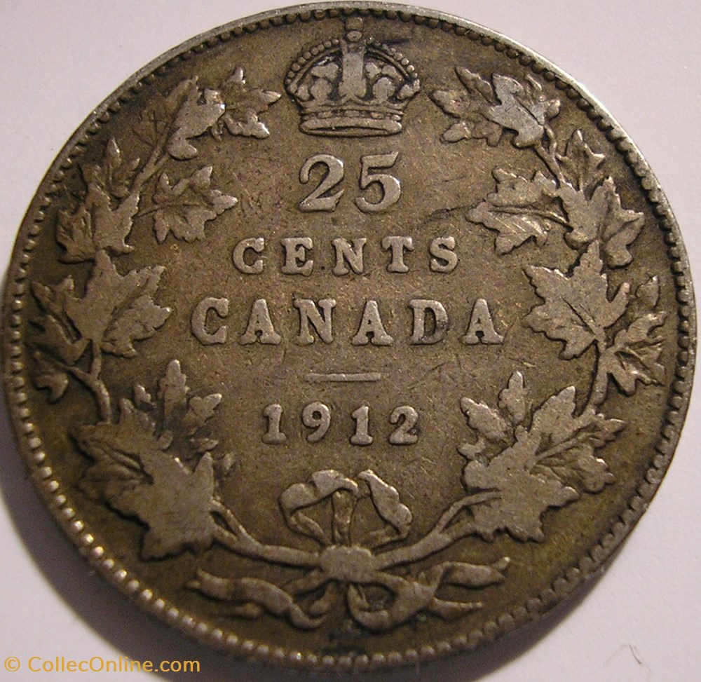 George V - 25 Cents 1912 monnaie monde canadum george v 25 cents 1912