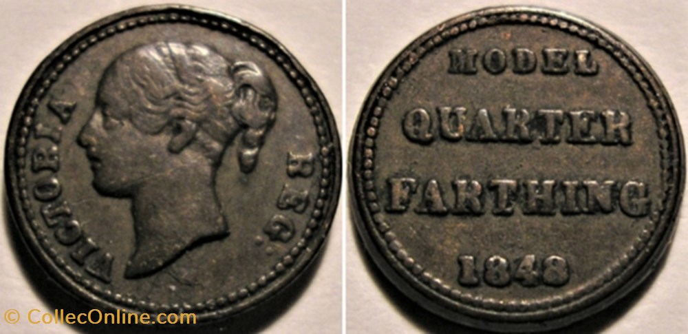 Victoria - Quarter Farthing Model 1848 - Token monnaies paranumismatique jetons poids victoria quarter farthing model 1848 token