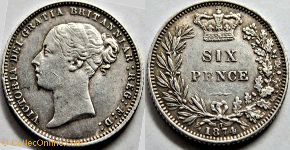 Victoria - Sixpence 1874 Kingdom of Great Britain monnaies monde royaume uni victoria sixpence 1874 kingdom of great britain