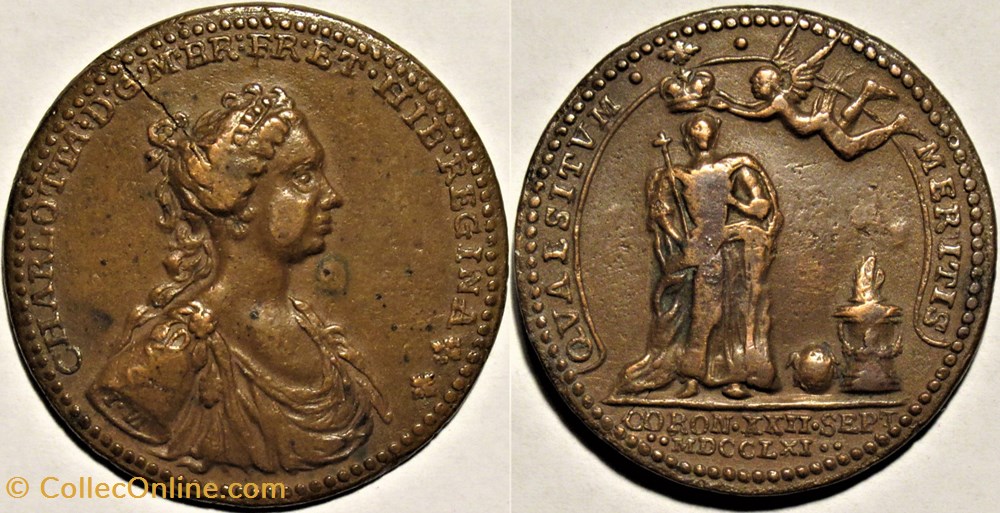 Queen Charlotte, Coronation Medal 1761 - Great Britain monnaies paranumismatique jetons poids queen charlotte coronation medal 1761 great britain