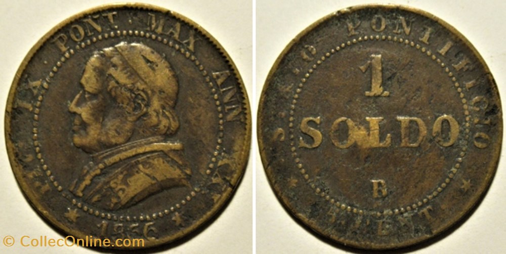 Pio IX, Pope - 1 Soldo 1866, Anno XXI - Roma, Vaticano monnaies monde pio ix pope 1 soldo 1866 anno xxi roma vaticano