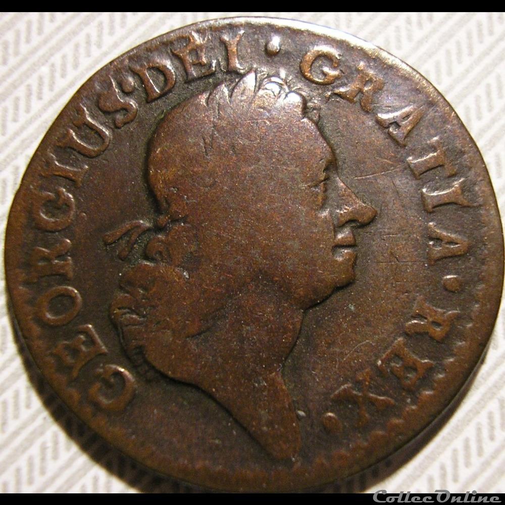 1723 Farthing - Wood's Hibernia - George Ist (ex.2) 4 monnaie monde irlande 1723 farthing woos hibernia george ist ex 2