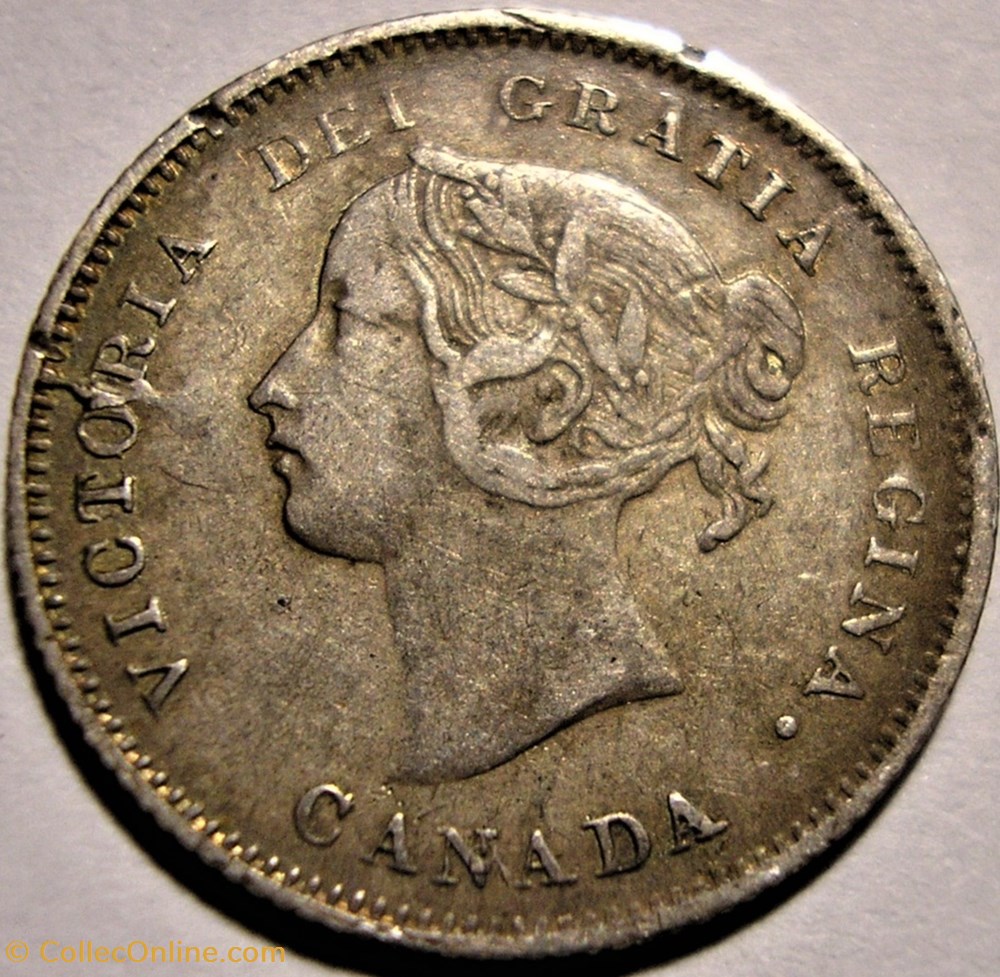 Victoria - 5 Cents 1871 - Die Crack monnaie monde canadum victoria 5 cents 1871 die crack