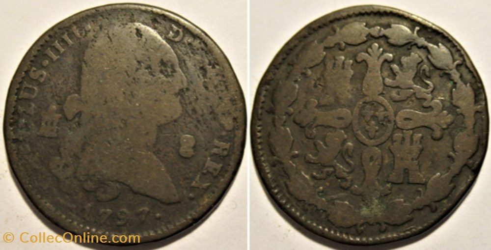 1797 - 8 Maravedis Segovia - Carlos IV de España monnaies monde espagne 1797 8 maravedis segovia carlos iv de espana