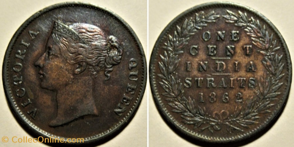 Victoria - One Cent 1862 - India, Straits Settlements (ex.2) monnaies monde malaisie victoria one cent 1862 india straits settlements ex 2