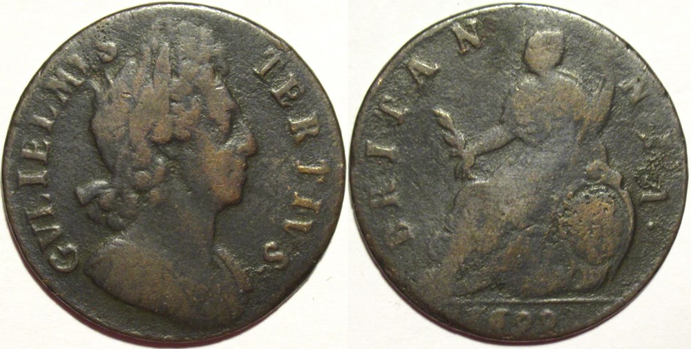 monnaies europe medievale royaume angleterre william iii halfpenny 1699 kingdom of england