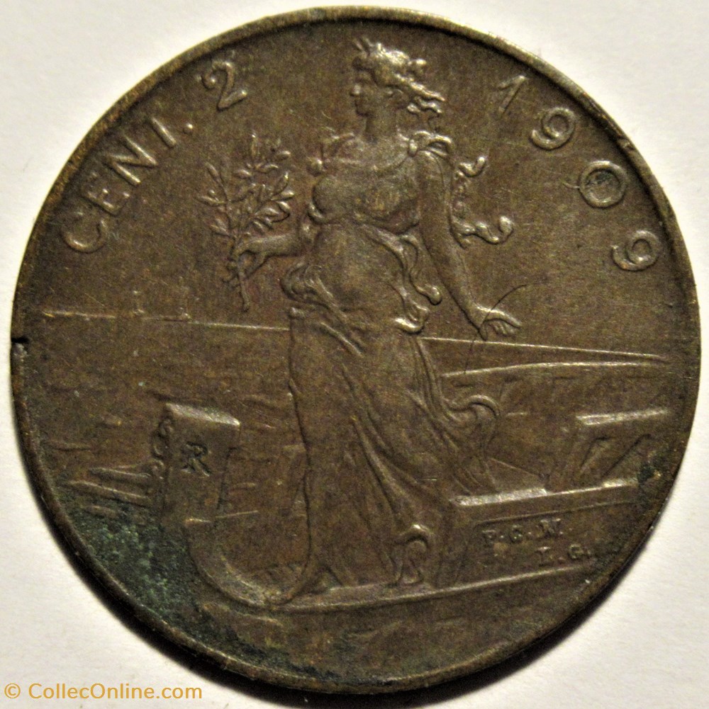 monnaies monde italie 1909 regno italia 2 centesimi roma vittorio emanuele iii ex 2