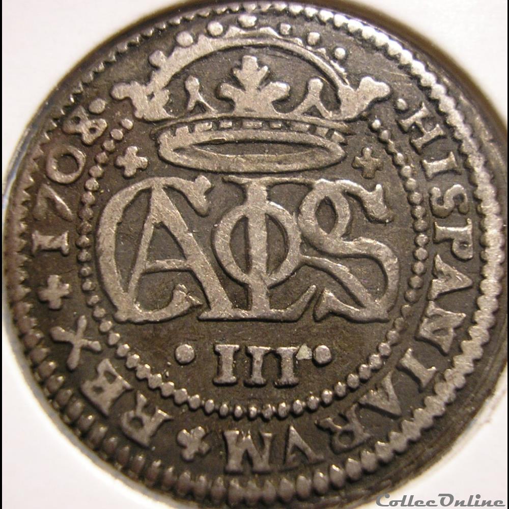 1708/7 Barcelona 2 Reales - Karl VI Habsburg - Pretendiente de España monnaies monde espagne 1708 7 barcelona 2 reales karl vi habsburg pretendiente de espana