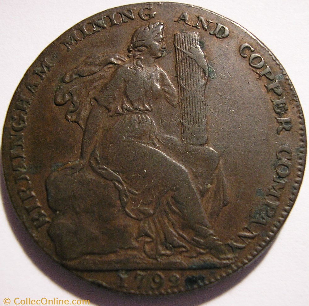 monnaie monde royaume uni 1792 halfpenny mining copper co birmingham warwickshire ex 2
