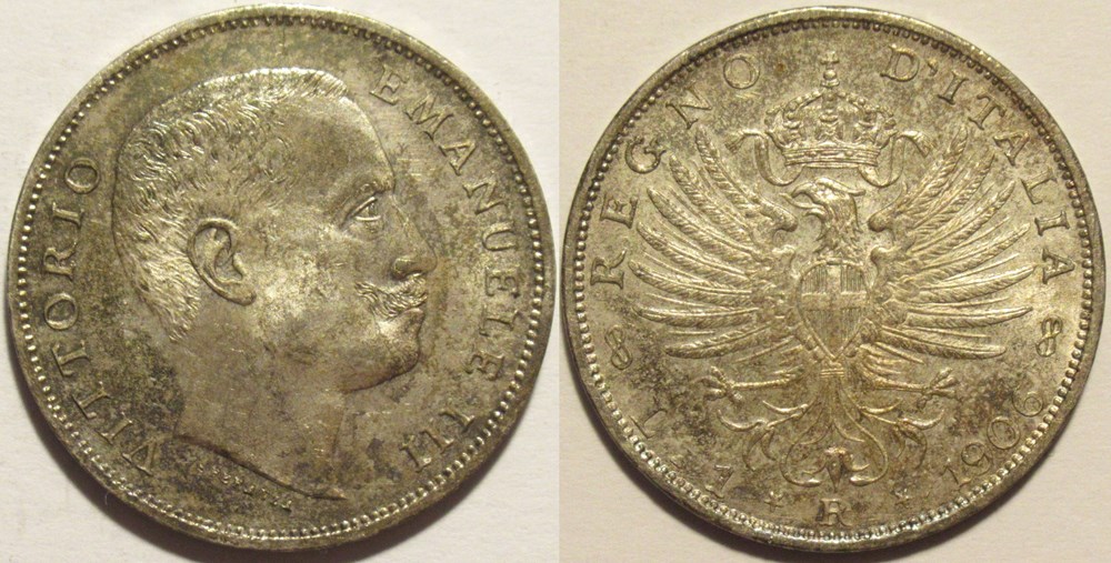monnaies monde italie 1906 regno italia lira roma vittorio emanuele iii