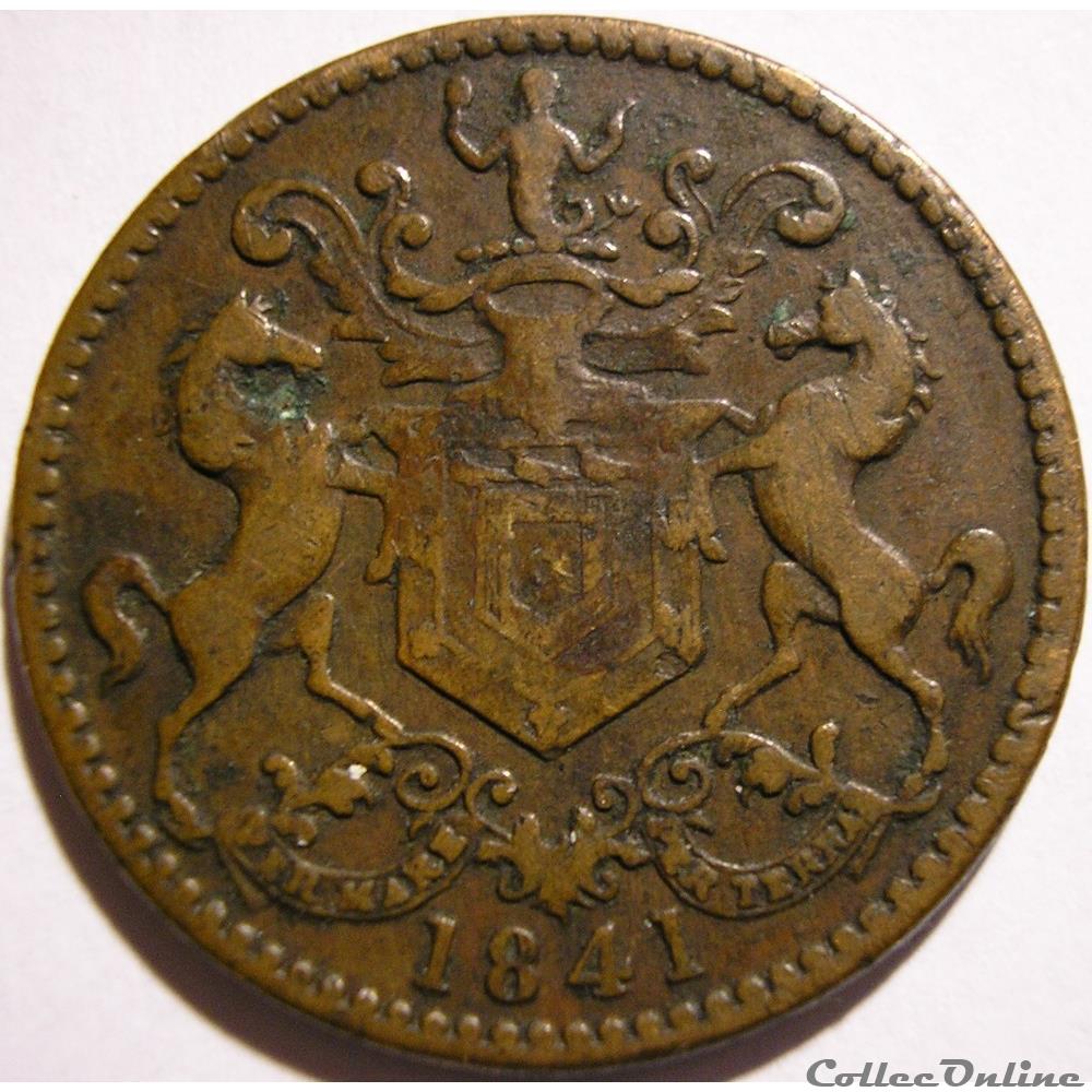 Rutherford Bros - HalfPenny Token 1841 - St. John, Newfoundland monnaie monde canadum rutherford bros halfpenny token 1841 st john newfoundland