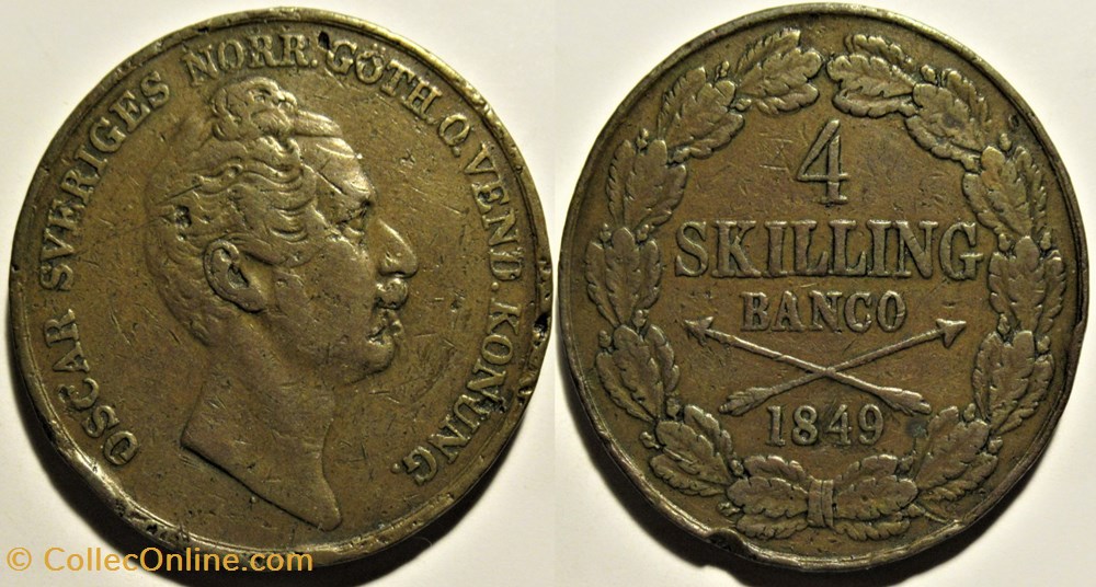 Oscar I of Sweden - 4 Skilling 1849 (2 ex.) monnaies monde suede oscar i of sweden 4 skilling 1849 2 ex