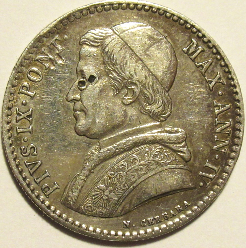 Pio IX, Papa - 20 Baiocchi 1850, Anno IV - Vaticano monnaies monde pio ix papa 20 baiocchi 1850 anno iv vaticano