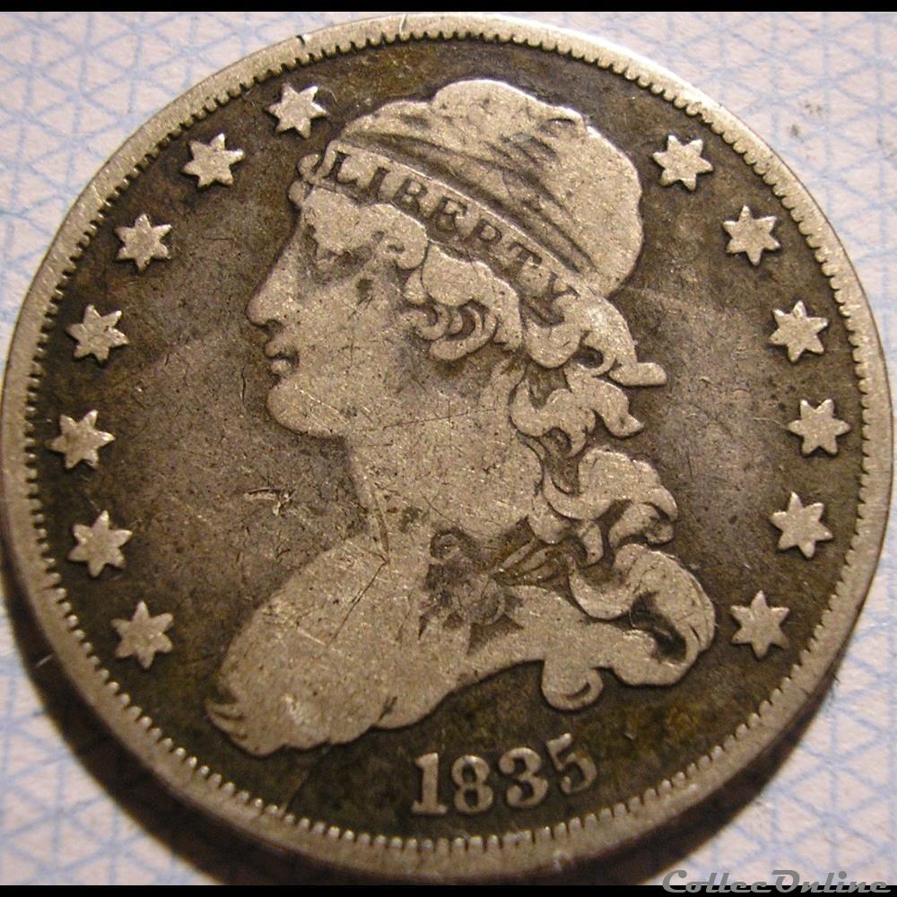 1835 Capped Bust 25 Cents monnaie monde etat uni 1835 capped bust 25 cents