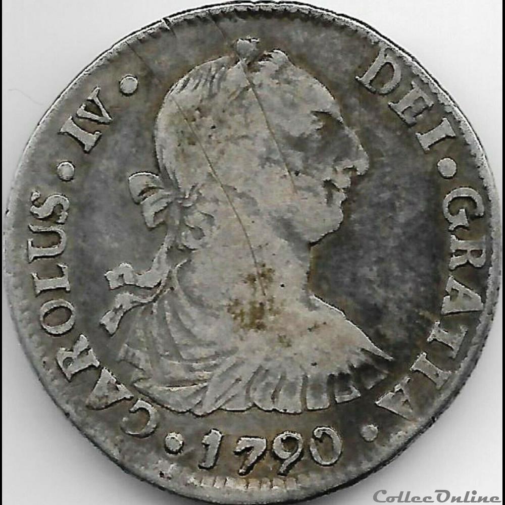 2 Reales 1790/89 Potosi - Carlos IV de España 3 monnaie monde bolivie 2 reales 1790 89 potosi carlos iv de espana