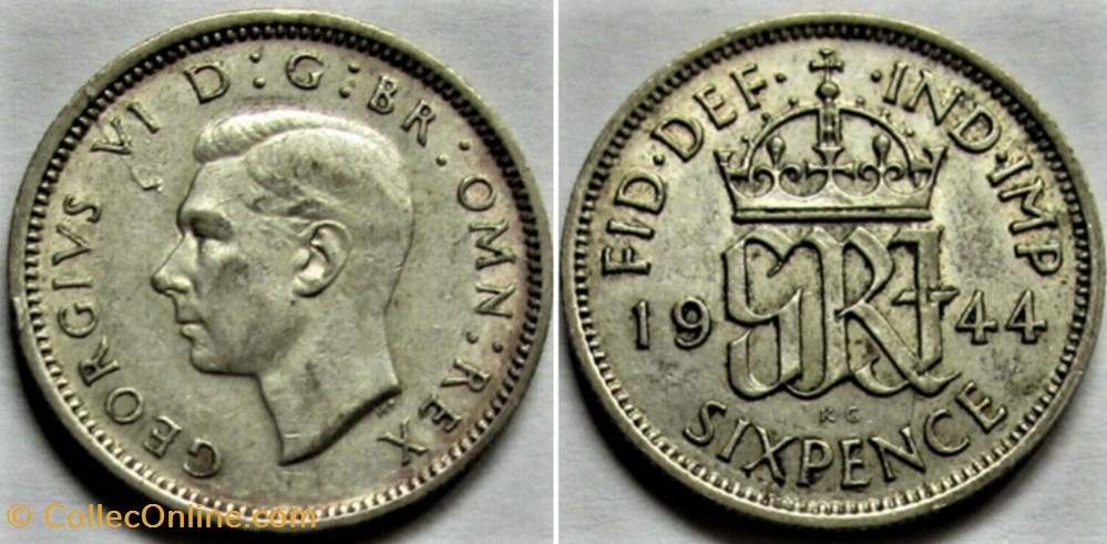 monnaies monde royaume uni george vi 6 pence 1944 great britain error