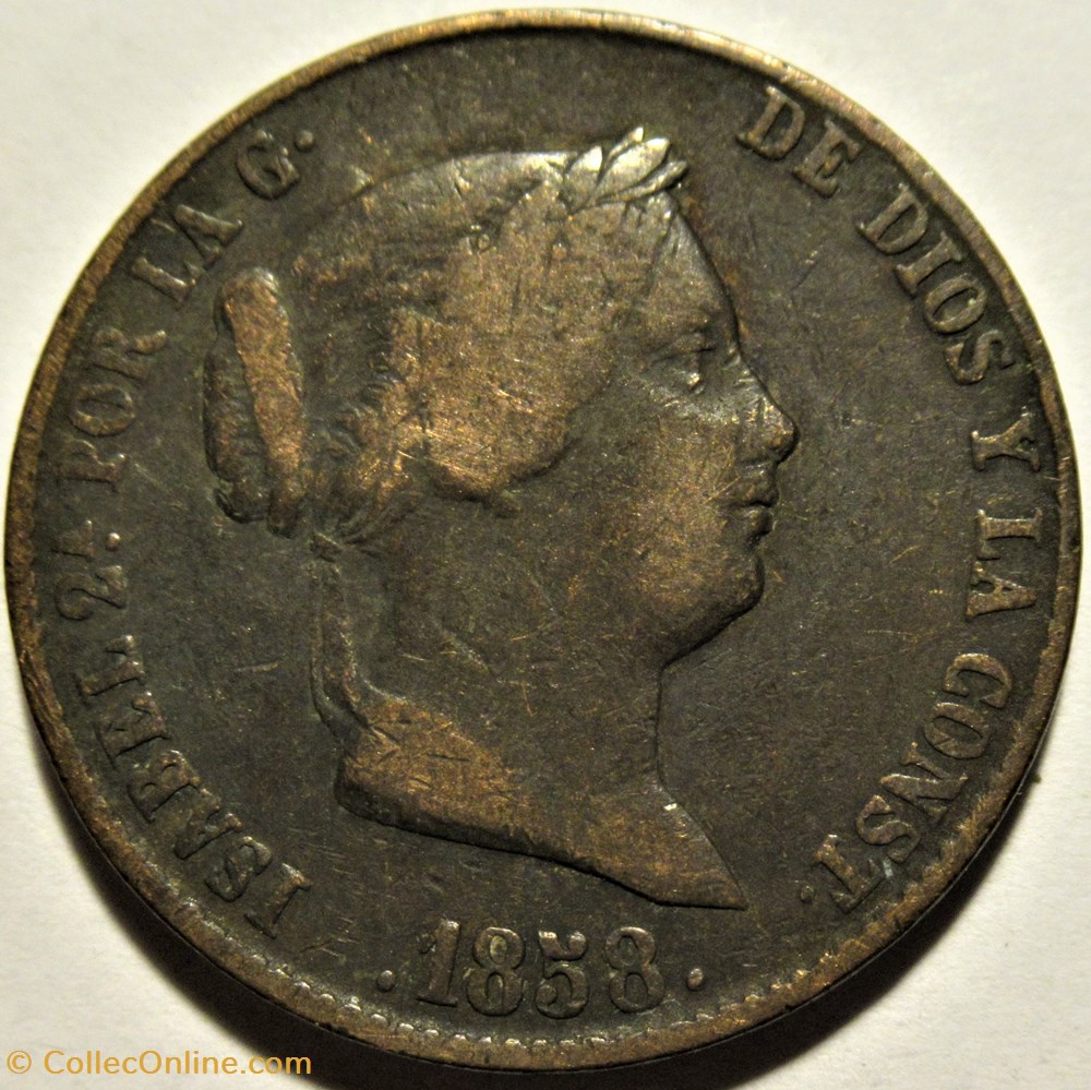 1858 Segovia - 25 Centimos - Isabel II España 2 monnaies monde espagne 1858 segovia 25 centimos isabel ii espana