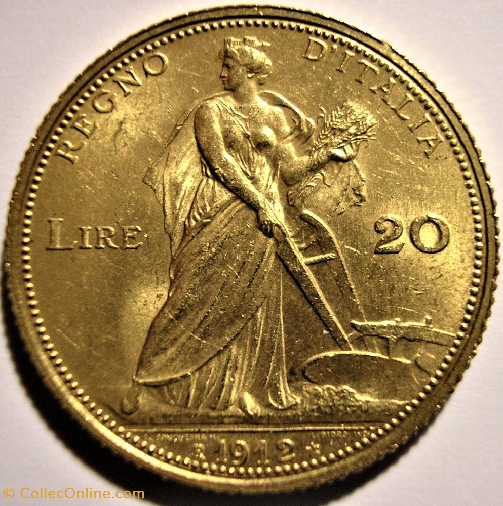 monnaies monde 1912 royaume italie aratrice 20 lire roma vittorio emanuele iii