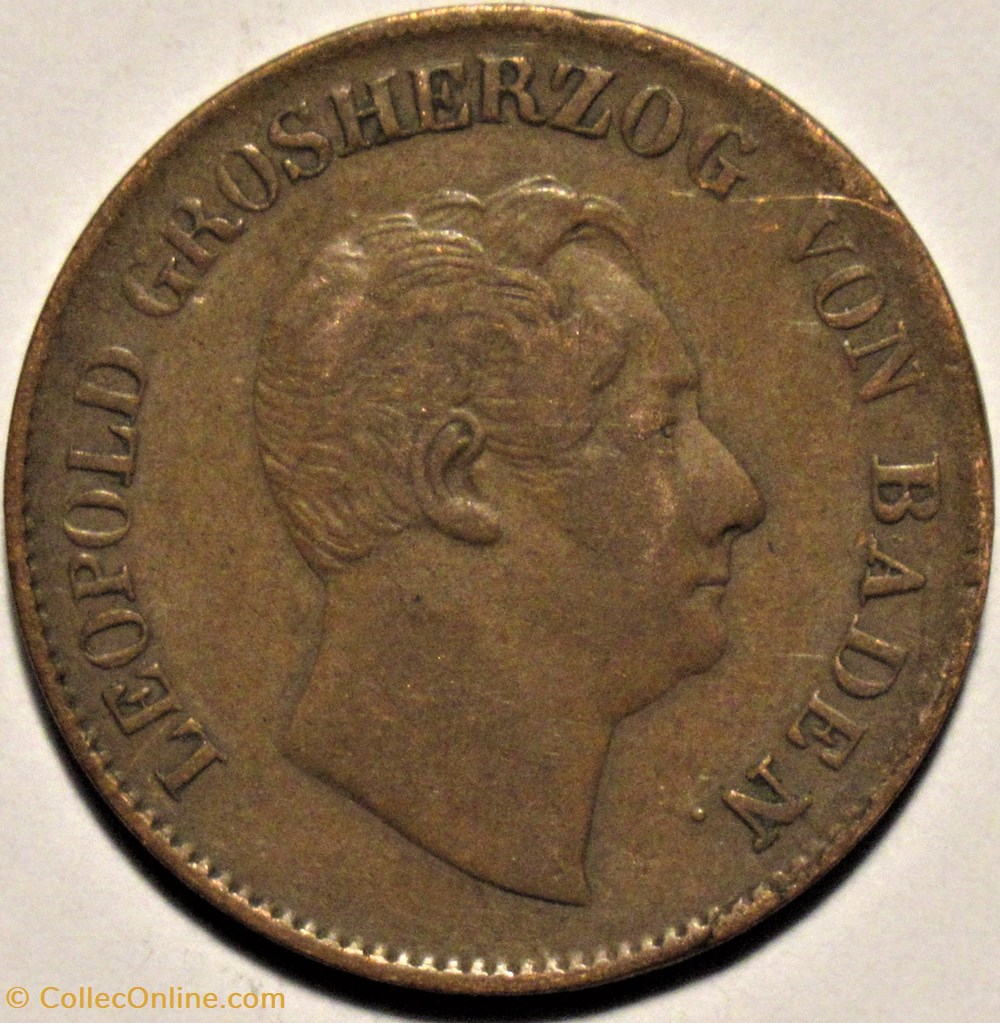 monnaies europe medievale saint empire romain germanique leopold i 1 kreuzer 1851 grand duchy of baden
