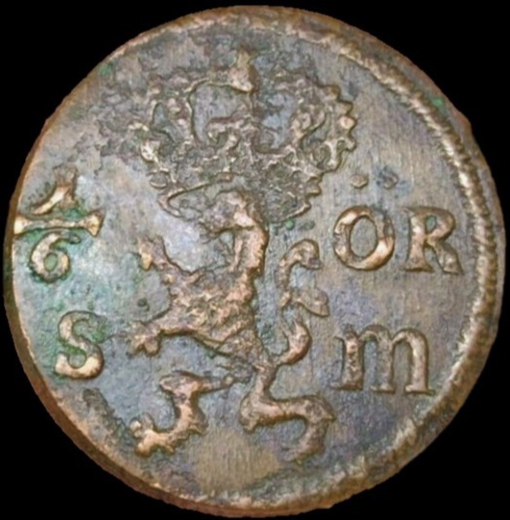 Sweden - Karl XI - 1/6 Öre 1666 monnaies monde suede sweden karl xi 1 6 ore 1666
