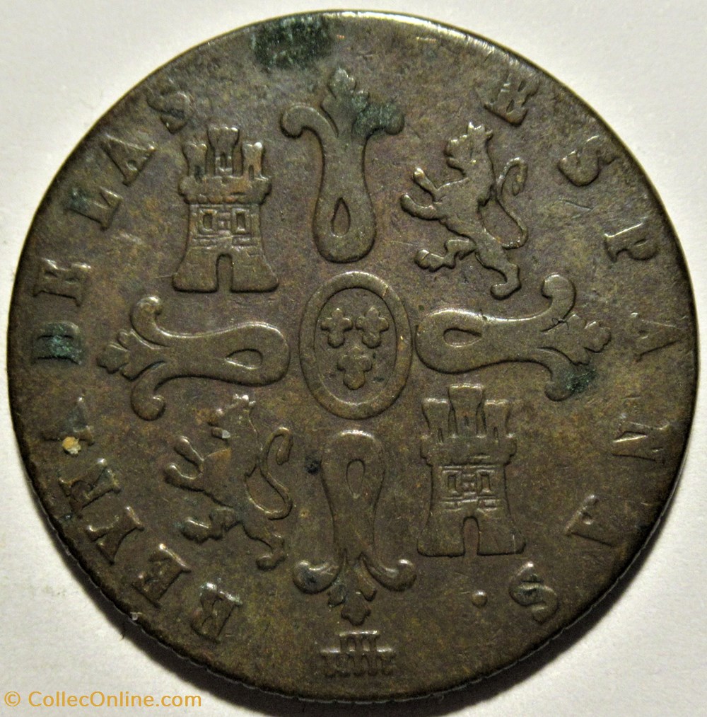 1839 Segovia, 8 Maravedis - Isabel II España 3 monnaies monde espagne 1839 segovia 8 maravedis isabel ii espana