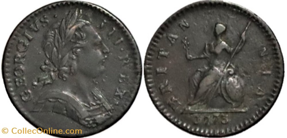 George III - Farthing 1773 Great Britain monnaies monde royaume uni george iii farthing 1773 great britain