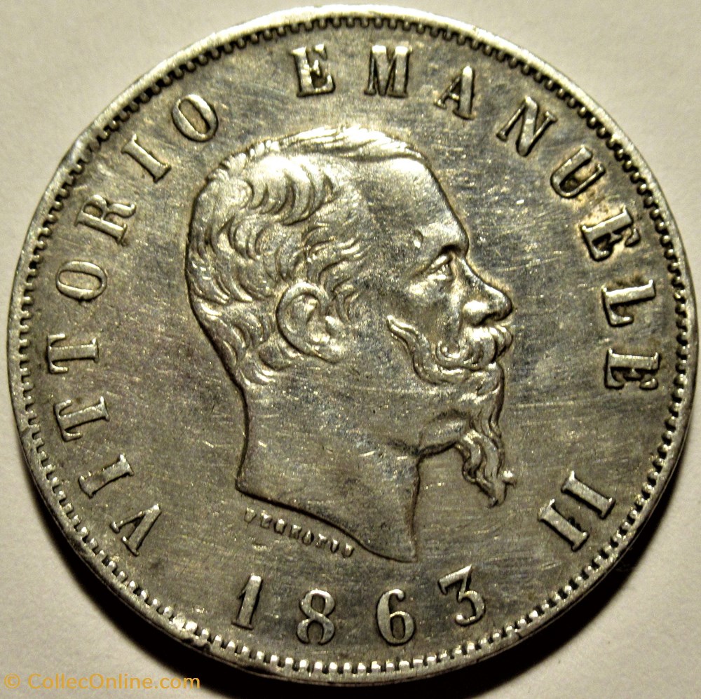 1863 Regno d'Italia, 2 Lire, Napoli - Vittorio Emanuele II (ex.2) 2 monnaies monde italie 1863 regno italia 2 lire napoli vittorio emanuele ii ex 2