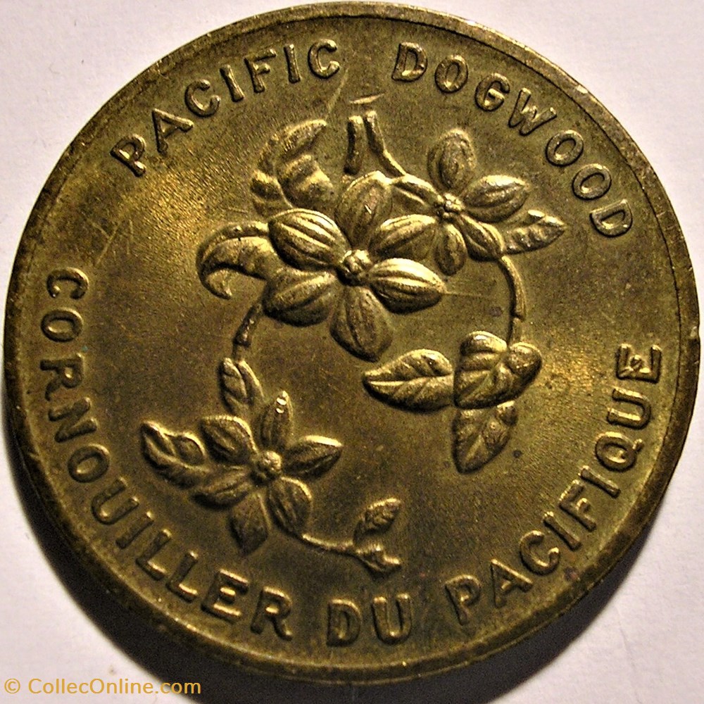 British Columbia 1871 - Provincial Arms and Flowers 1965-68, Shell Oil Token 2 monnaie jeton mereaux british columbia 1871 provincial arms and flowers 1965 68 shell oil token