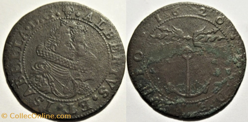 Albert & Isabelle - "Moderatio", Token 1620 - Brussels, Spanish Netherlands. monnaies europe medievale pays bas espagnols albert isabelle moderatio token 1620 brussels spanish netherlands