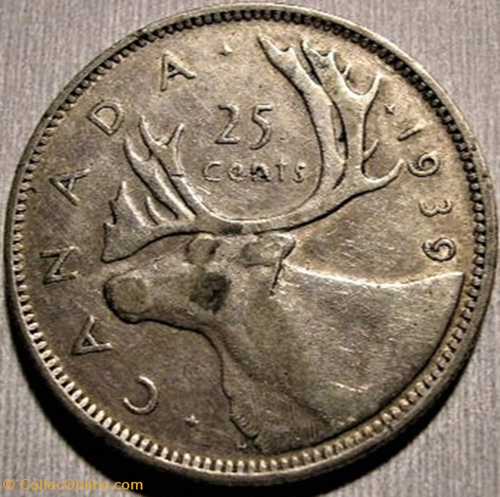 George VI - 25 Cents 1939 monnaie monde canadum george vi 25 cents 1939