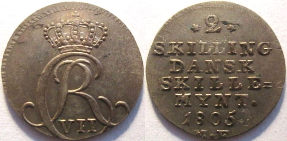 Christian VII - 2 Skilling Dansk 1805 Denmark monnaies monde danemark christian vii 2 skilling dansk 1805 denmark