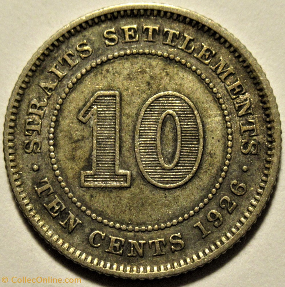George V - 10 Cents 1926 - Straits Settlements 3 monnaies monde malaisie george v 10 cents 1926 straits settlements
