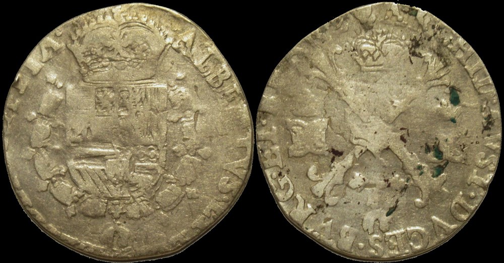 Albert & Isabella - 1/4 Patagon c.1613-16 Antwerp - Brabant, Spanish Netherlands monnaies europe medievale pays bas espagnols albert isabella 1 4 patagon c 1613 16 antwerp brabant spanish netherlands