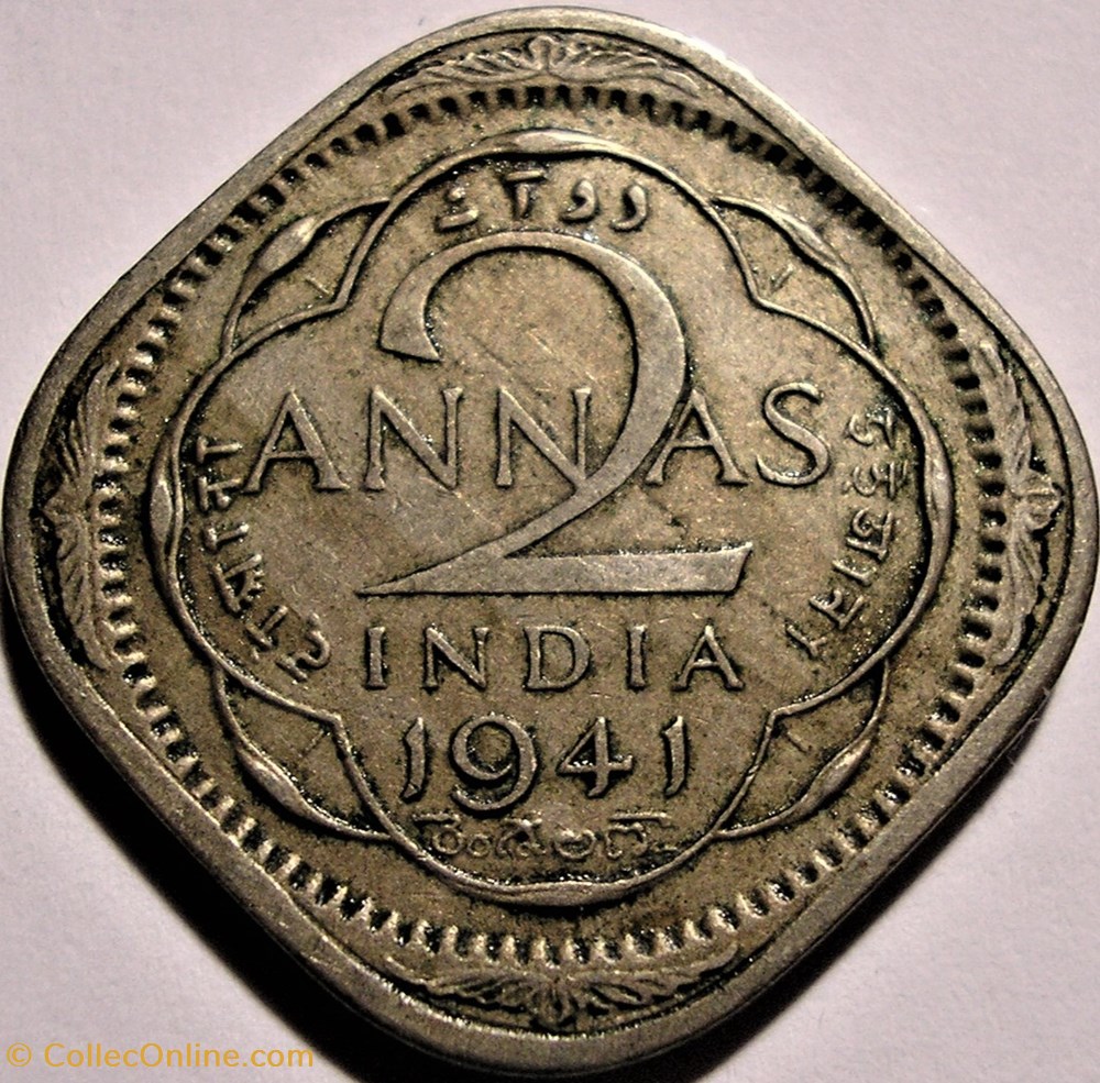 George VI - 2 Annas 1941 Calcutta - British India monnaies monde inde george vi 2 annas 1941 calcutta british india